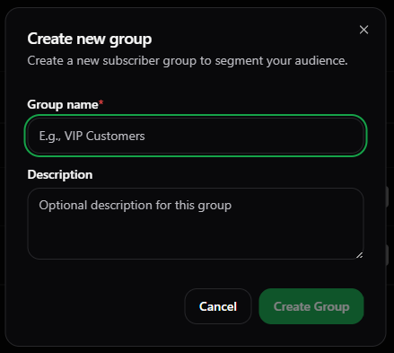 Create New Group Dark