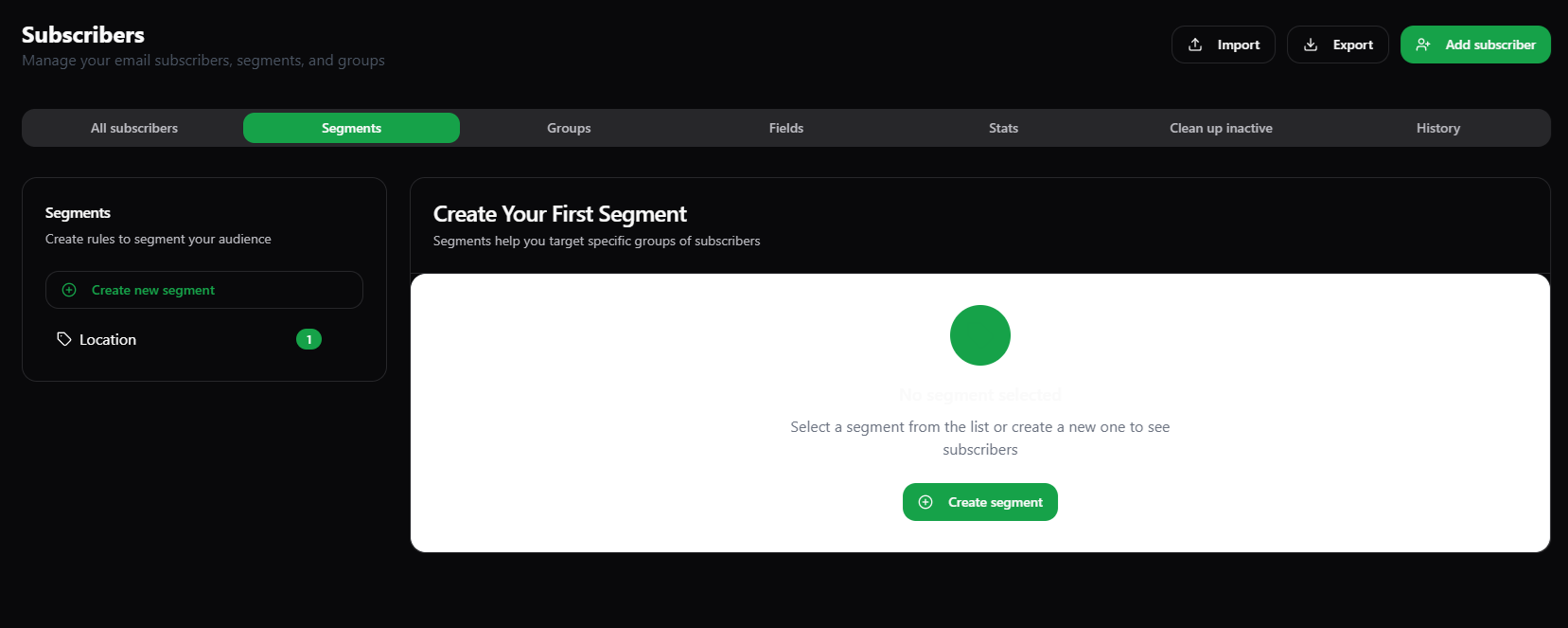 Created Segment Dark