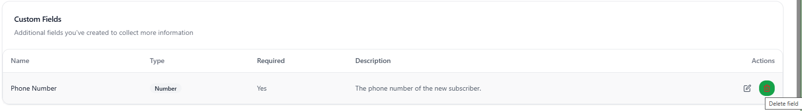 Delete Custom Field Light