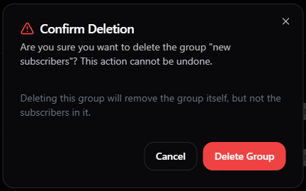 Delete Group Dialog Box Dark