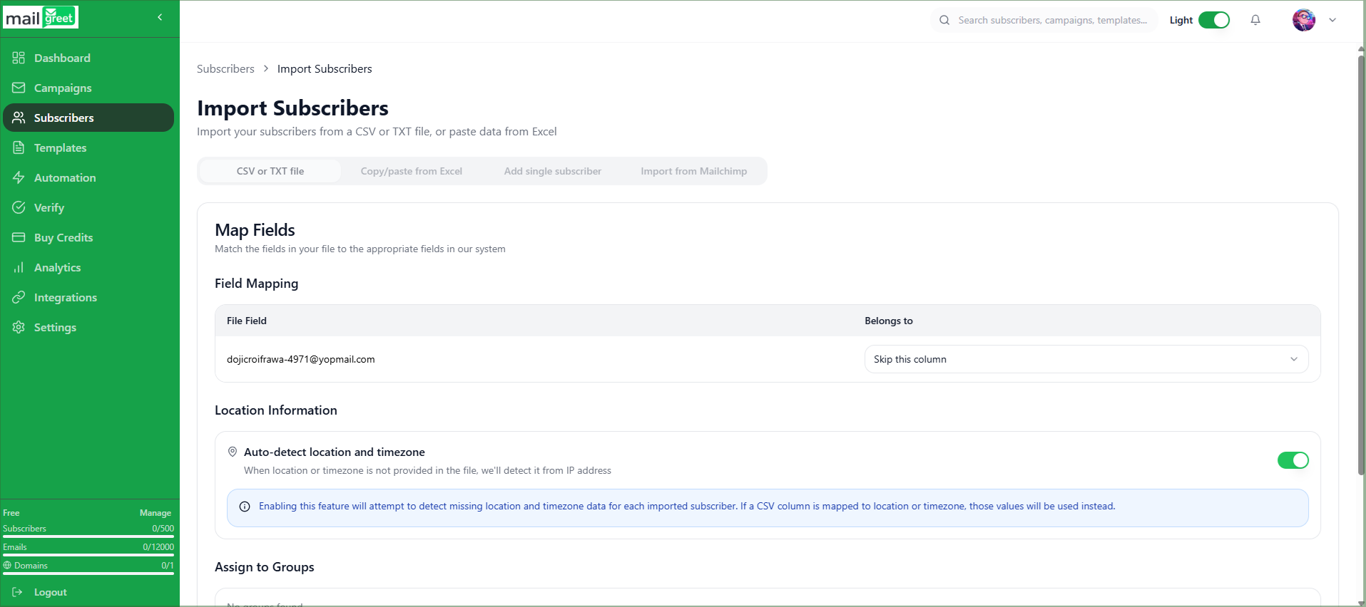 Map Fields Section Light