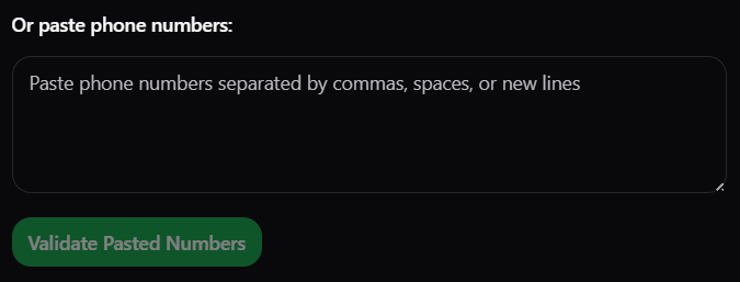 Paste Phone Numbers Dark