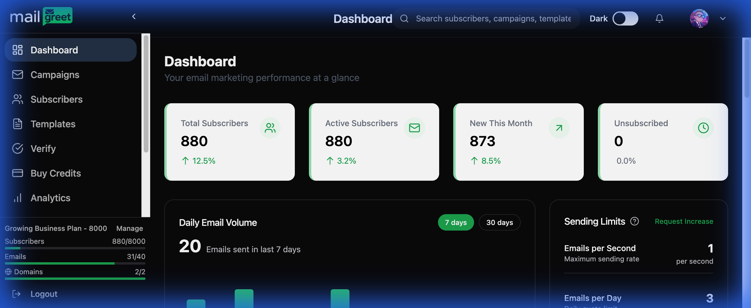 MailGreet Dashboard