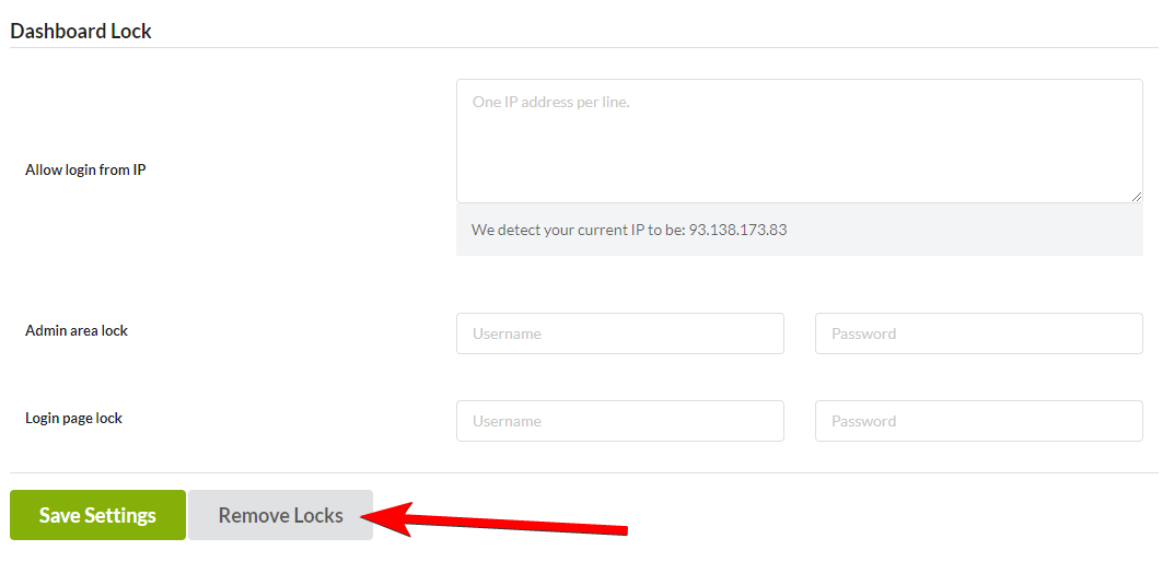 Remove locks button