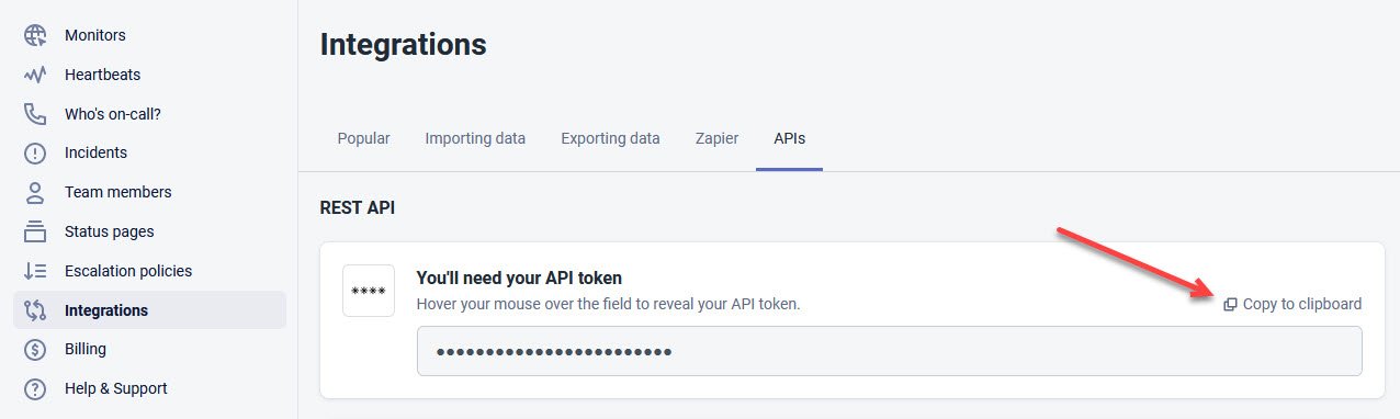 Better Uptime REST API token