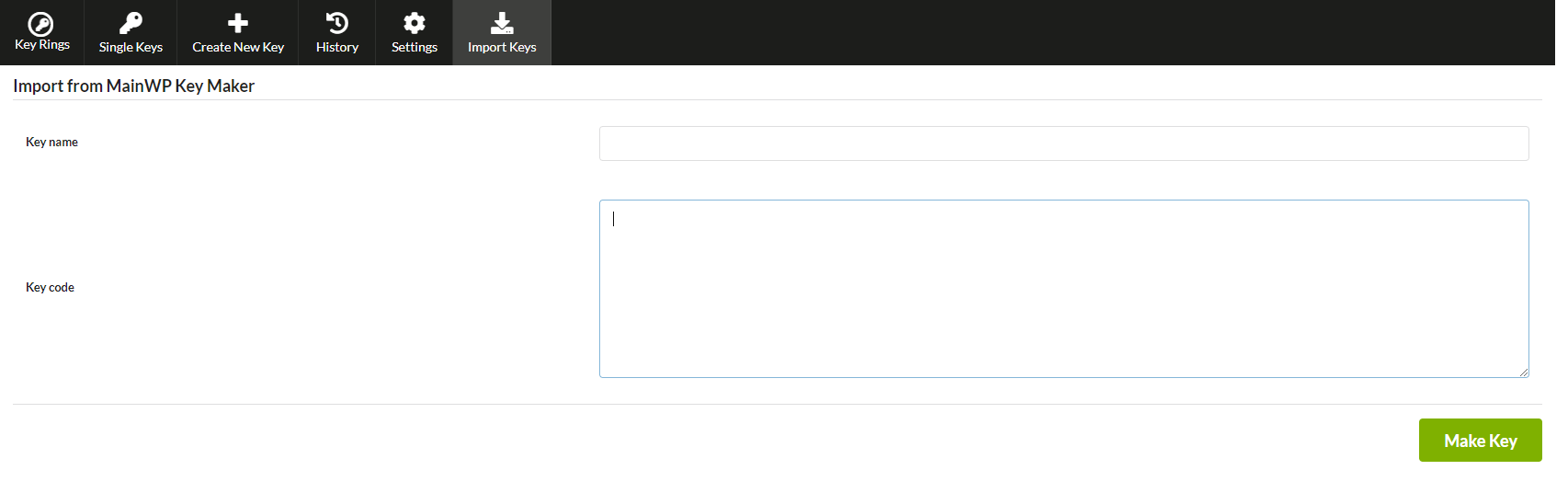 Import key code