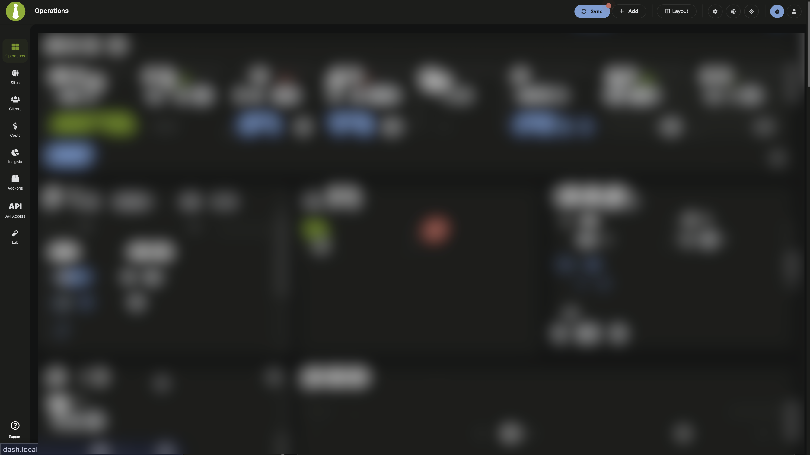 MainWP Dashboard main navigation sidebar