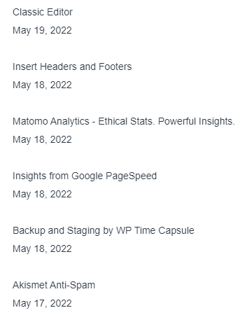 Pro Report output showing Section token loop results for installed plugins