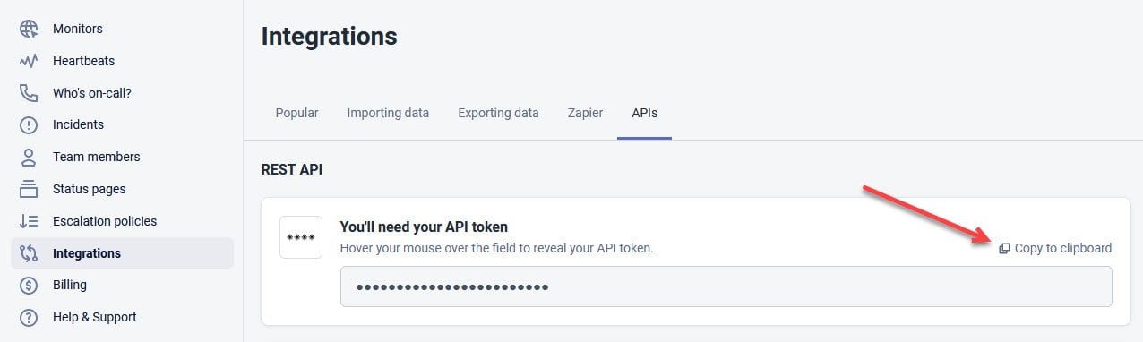 Better Uptime REST API token
