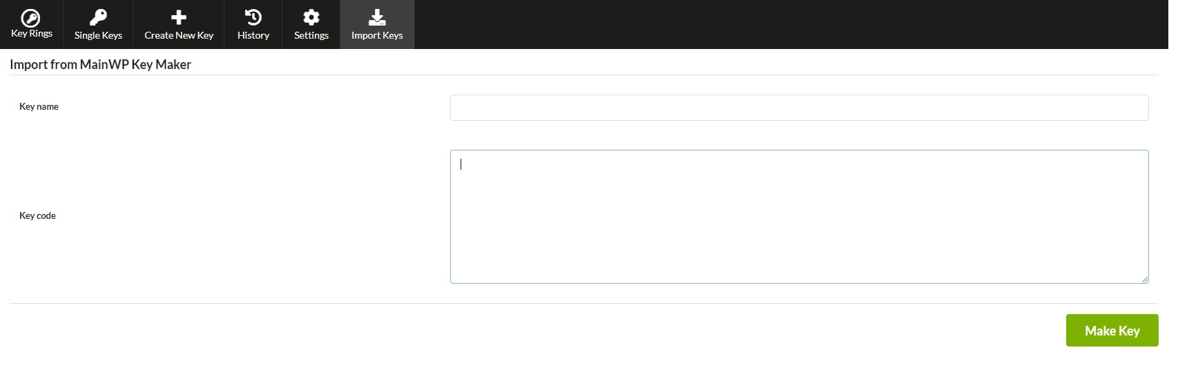 Import key code