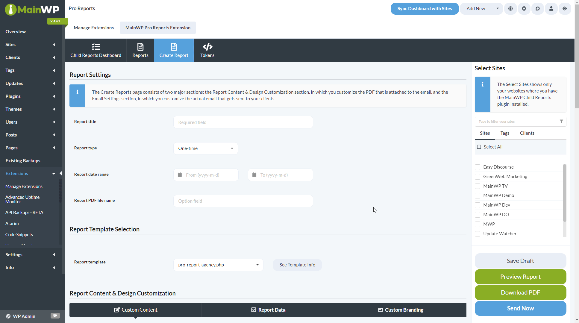 Create report