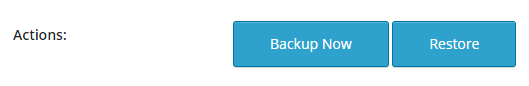 Screenshot showing Backup Now and Restore buttons on the UpdraftPlus Status tab