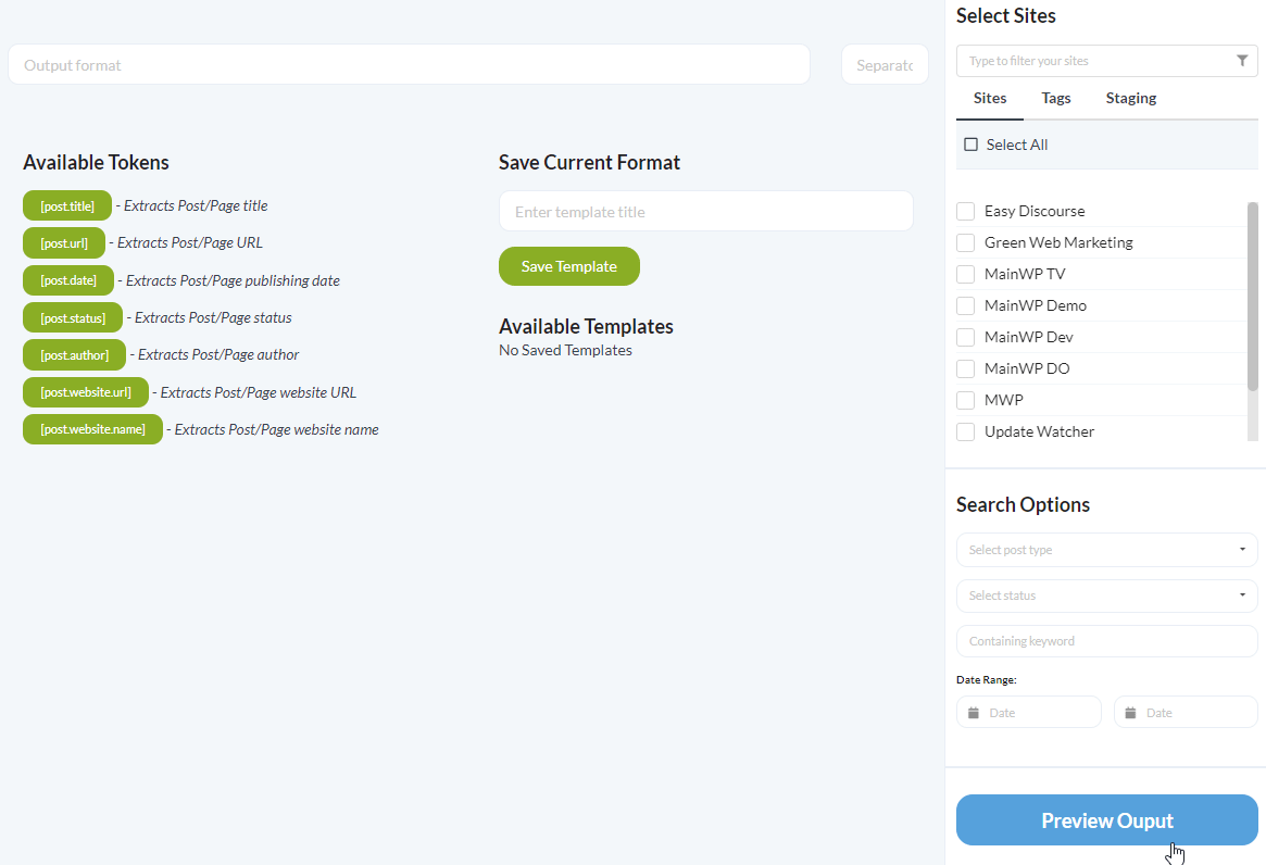 Animation showing how to save a URL Extractor template
