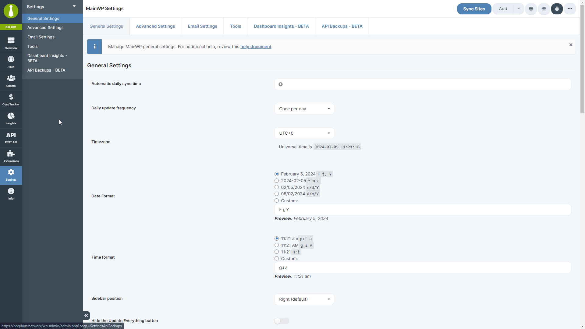Animation showing API Backups settings with API key entry fields for cloud providers