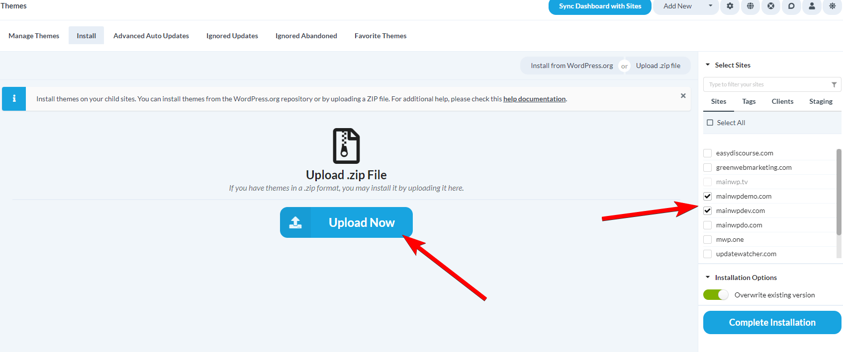 Click the Complete Installation button