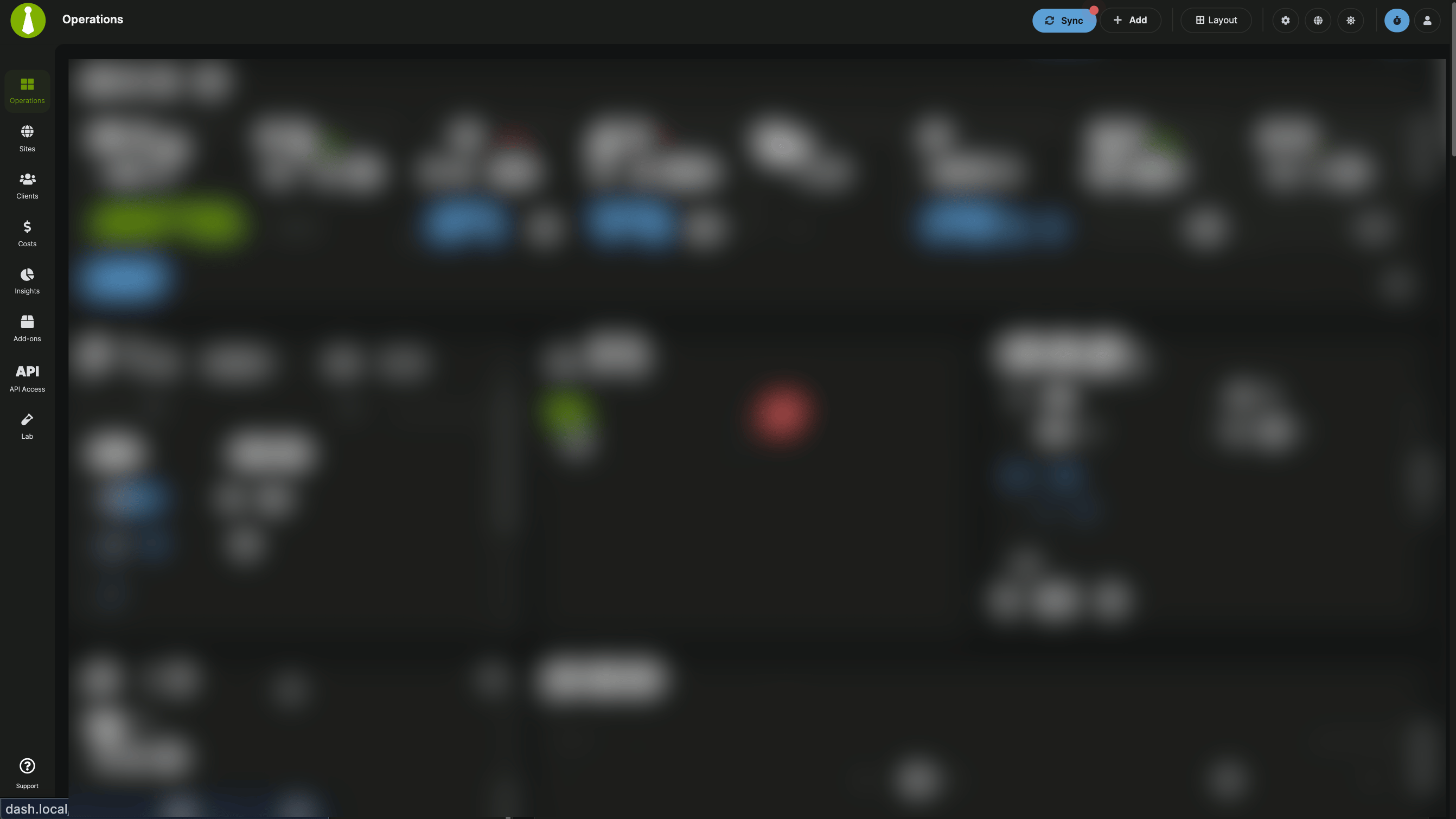 MainWP Dashboard main navigation sidebar