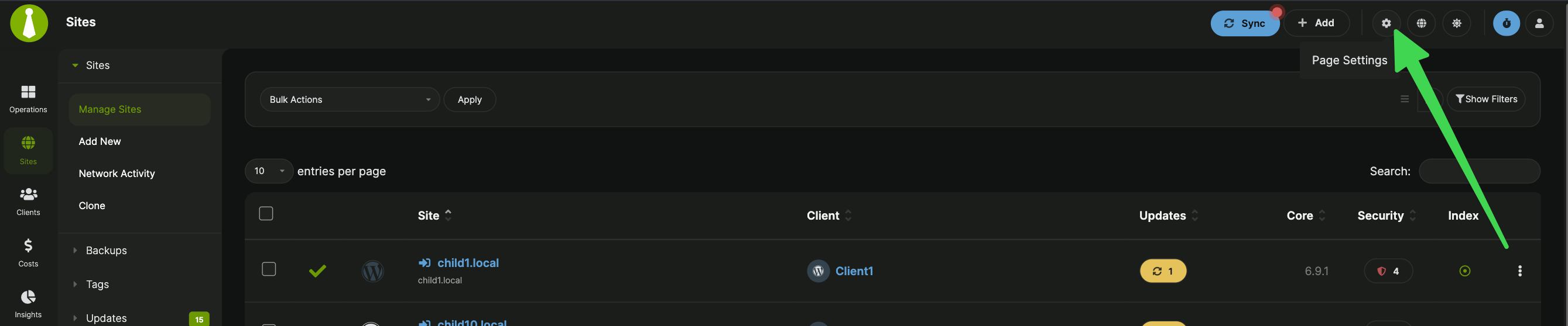 Page Settings