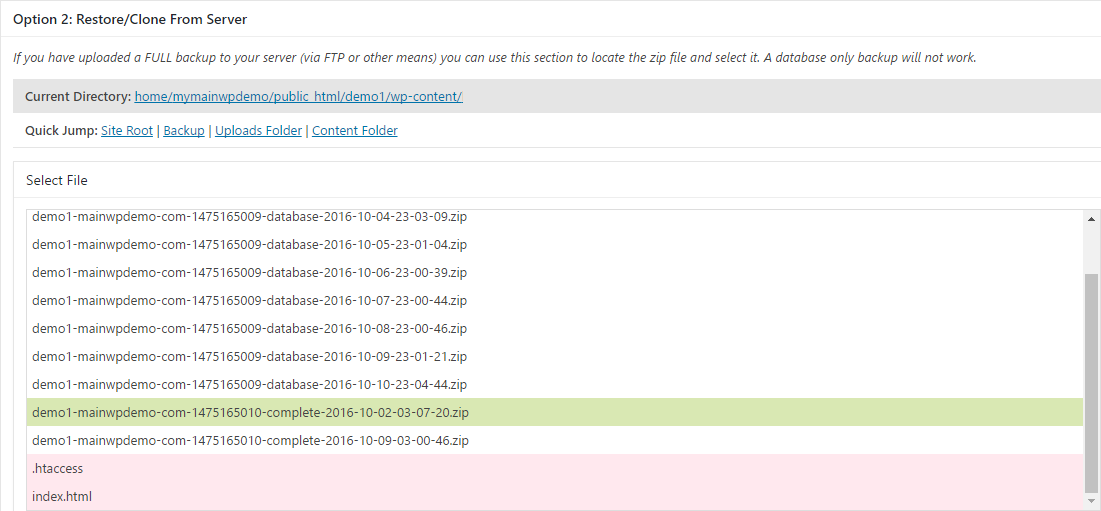 Clone From Backup