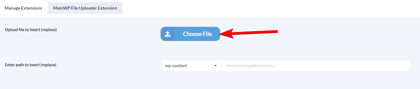File Uploader page with Choose File button and drag-drop area