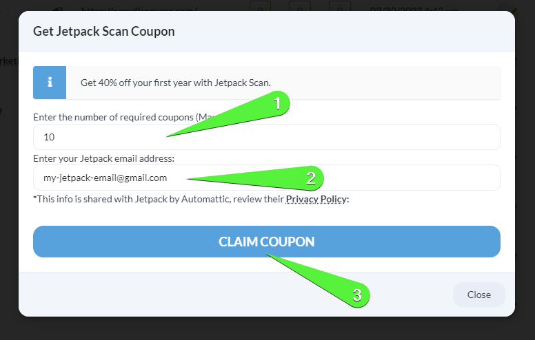 Click the CLAIM COUPON button