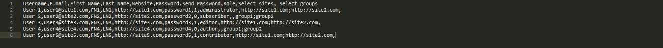 Import Users - Sample CSV