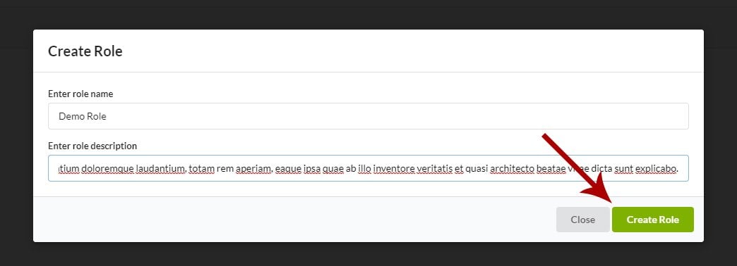 Create role button