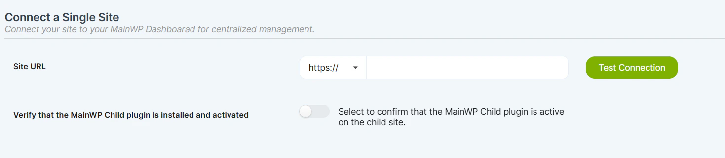 Add single child site UI