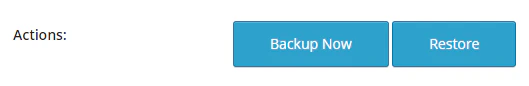 Screenshot showing Backup Now and Restore buttons on the UpdraftPlus Status tab