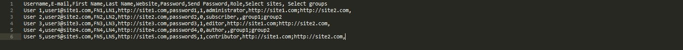 Import Users - Sample CSV