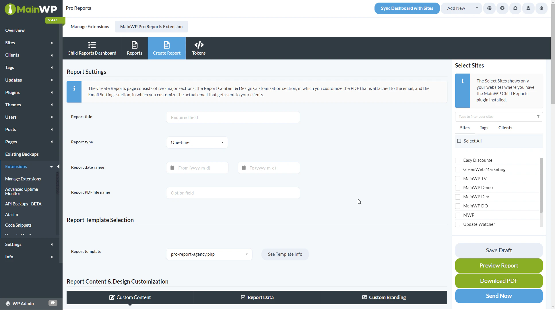Create report