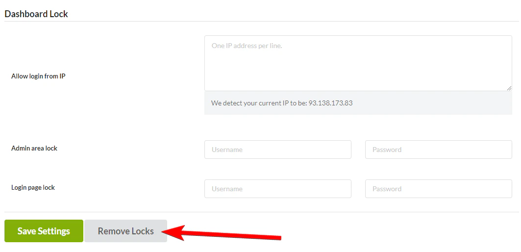 Remove locks button