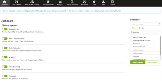 SEOPress Dashboard page