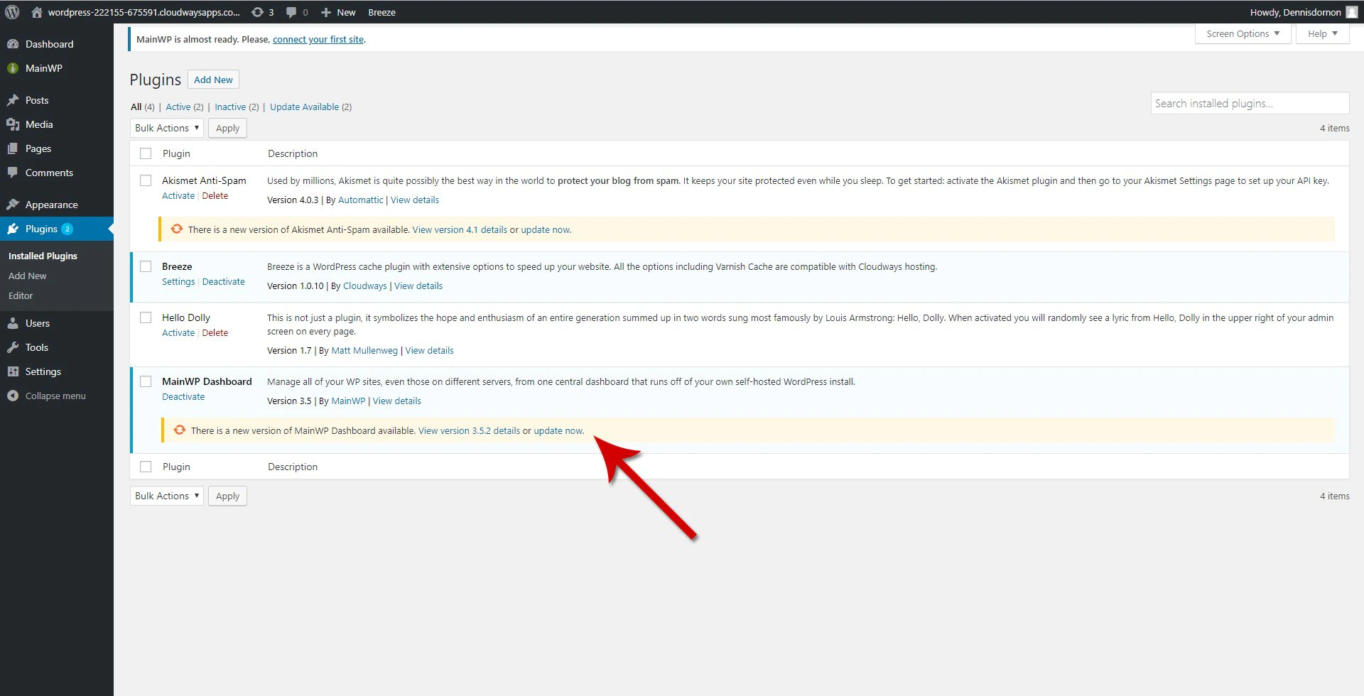 Update MainWP Dashboard