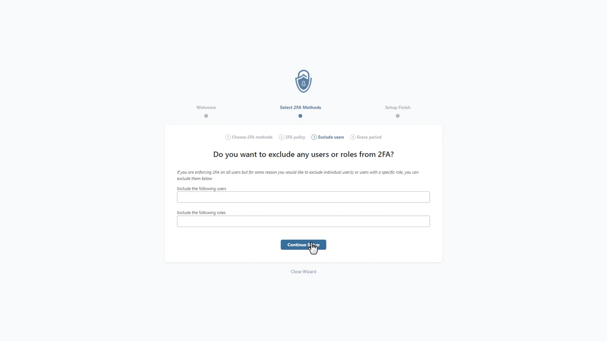 2FA Settings - role selection