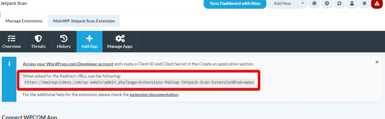 Screenshot of Add App page showing app configuration form