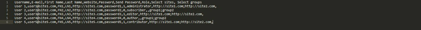 Import Users - Sample CSV