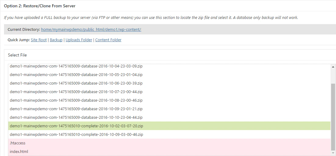 Clone From Backup