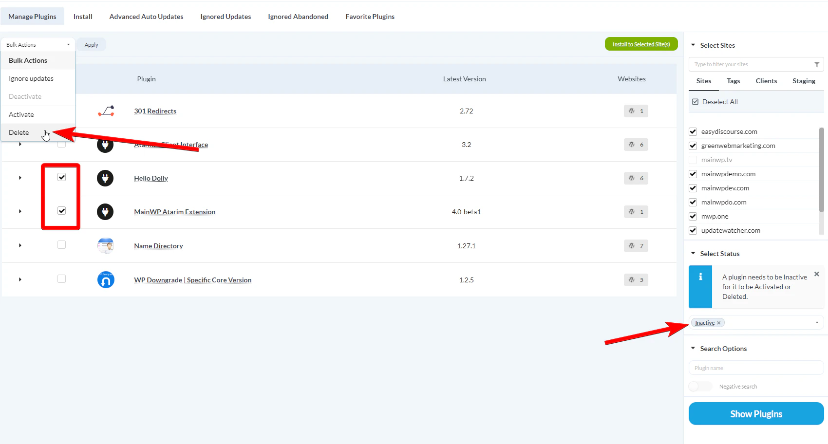 In the Bulk Actions menu