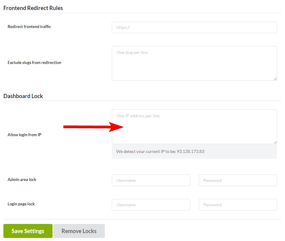 Allow login from options