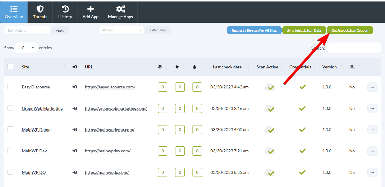 Click the Get Jetpack Scan Coupon button