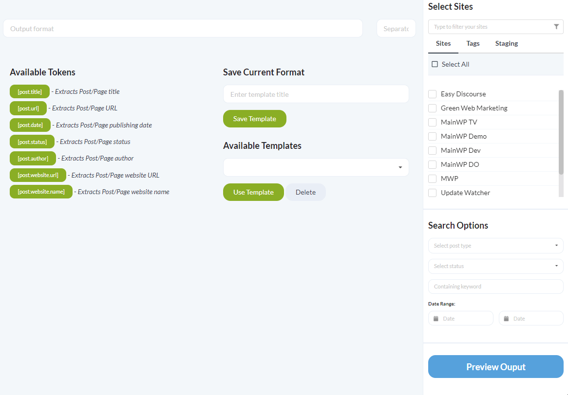Animation showing how to load a saved template