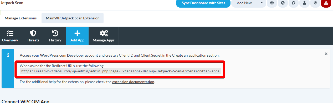 Screenshot of Add App page showing app configuration form