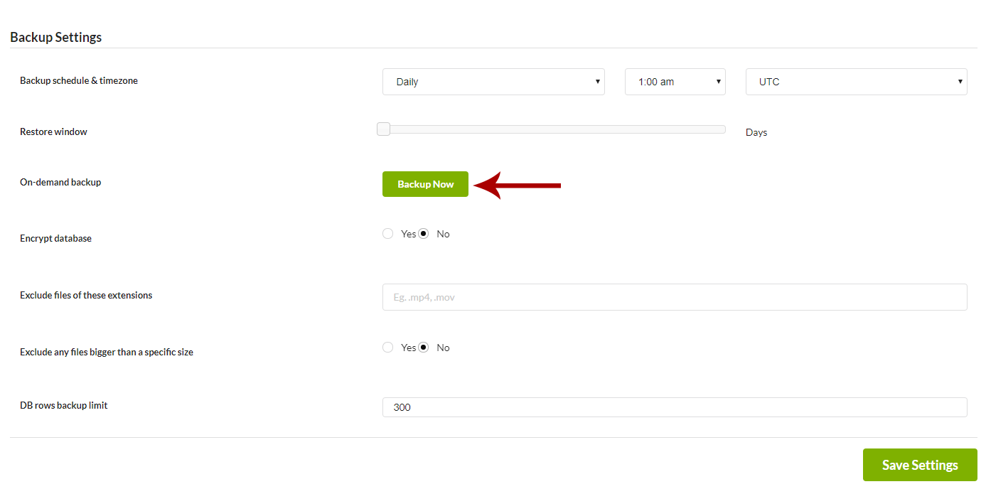 Click the Backup Now button