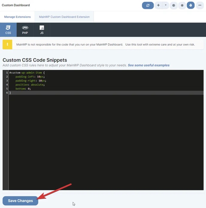 Custom Dashboard - CSS snippet