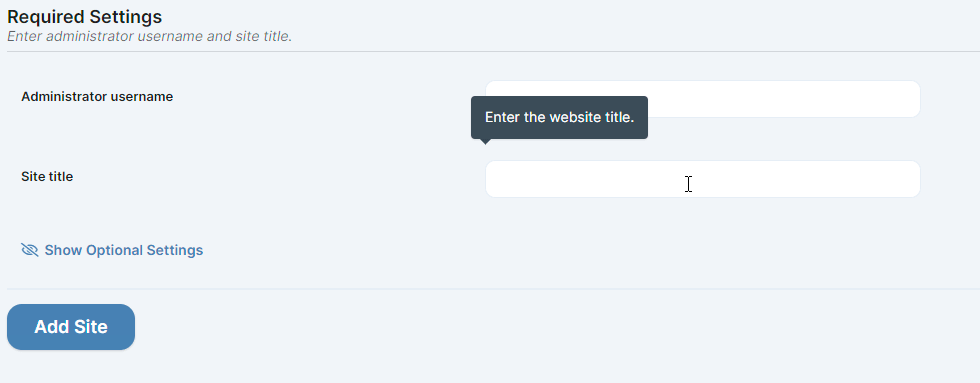 Animation showing tooltips appearing on hover over input fields