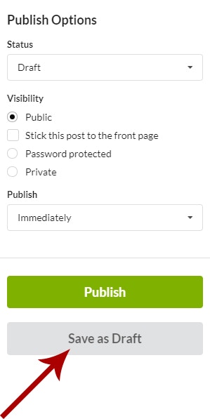 Save as draft button