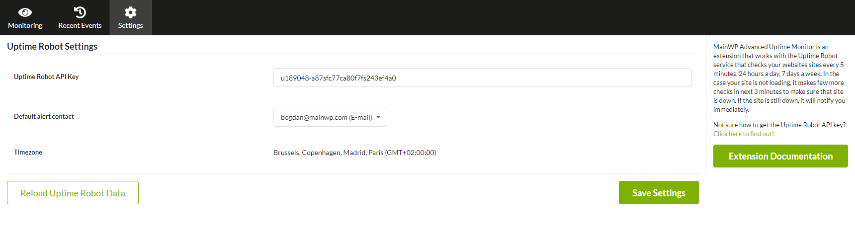 Go to the Settings tab