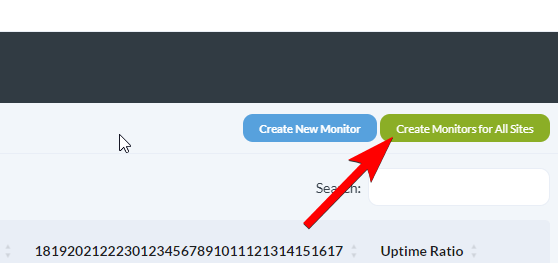 Screenshot showing API rate limit error when creating monitors for all sites
