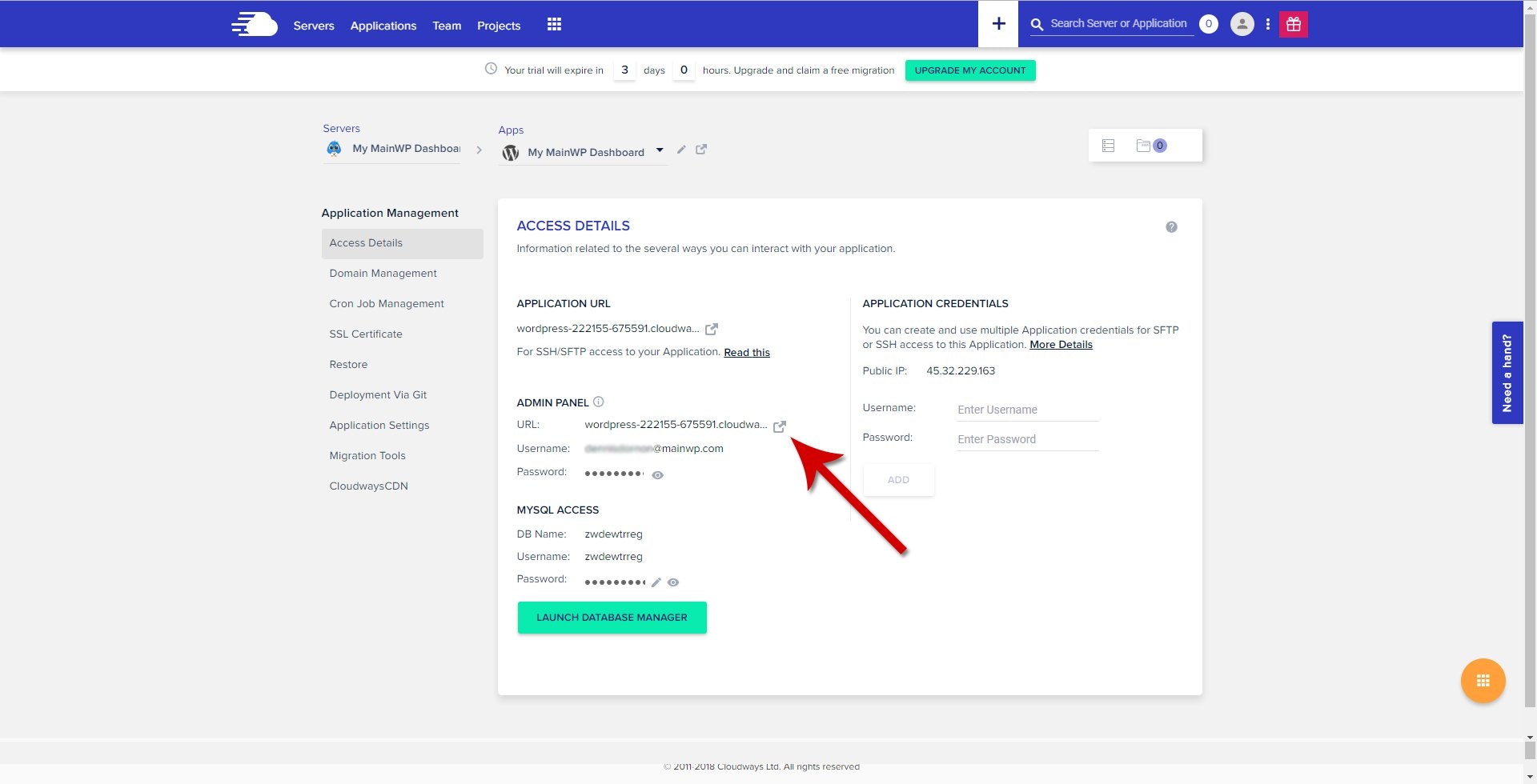 Cloudways - Admin Panel