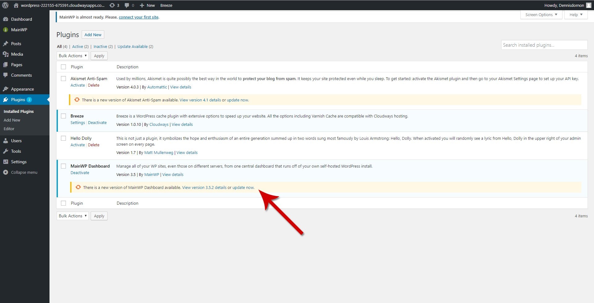 Update MainWP Dashboard
